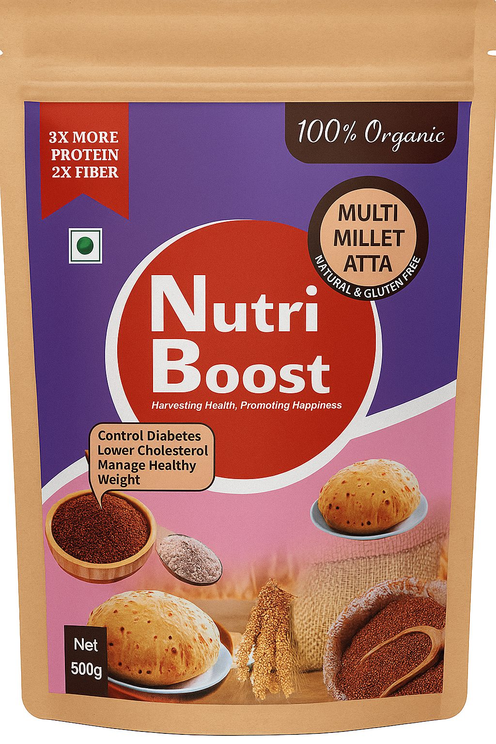 Nutriboost Gluten Free Multi Millet Atta | Multi Millet Flour|Diet Food For Weight Loss | Sugar Control for Diabetics | Gluten Free Atta