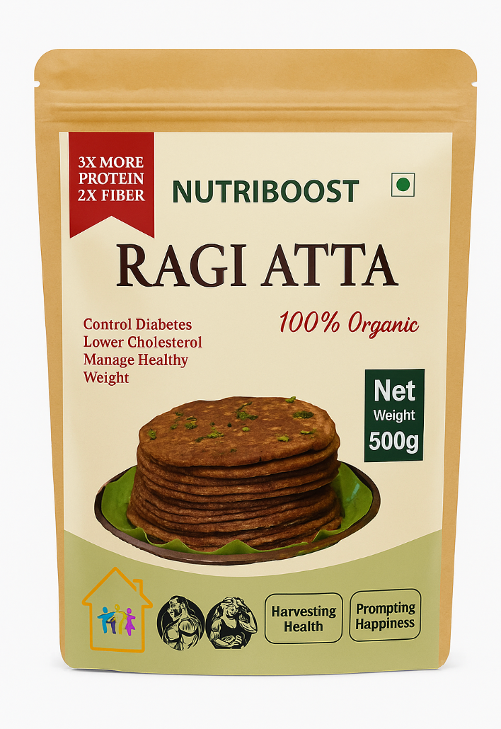 Nutriboost Ragi Flour 500g | Nutritious Gluten Free Atta | Healthy Choice Ragi Atta for Rotis, Dosa, Porridge & Everyday Cooking