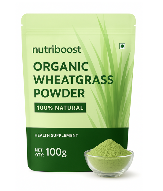 Nutriboost 100% Natural Organic Wheatgrass Powder | Wheat Grass Powder | Organic Wheatgrass Juice | Wheat Grass Juice - 100g